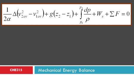Mechanical Energy Balance