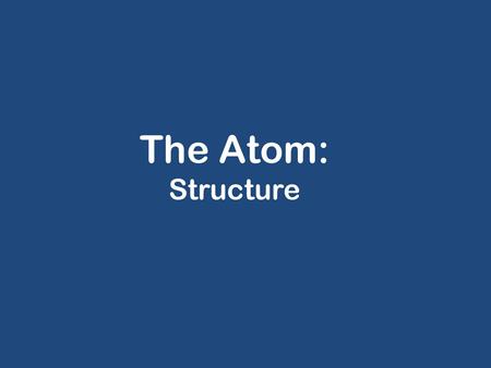 The Atom: Structure. Inside the Atom Electrons Protons Neutrons Nucleus Beryllium Atom.