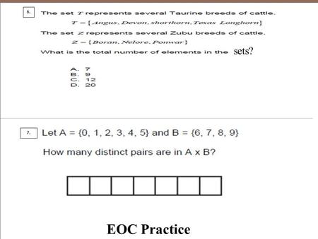 7. 6. EOC Practice sets?. 9. HLA#3 Review: Name: Period: Date: Topic: Solving One-Step Equations Essential Question: How can you solve equations? Vocabulary: