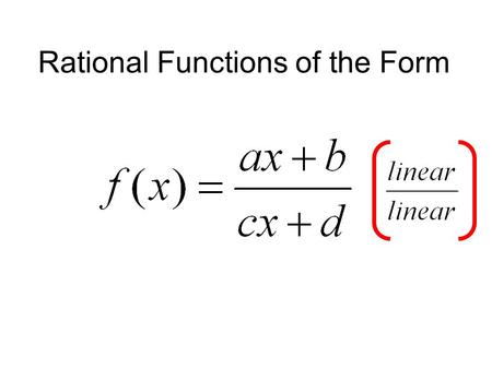 Rational Functions of the Form. For this model, both the numerator and the denominator are linear expressions. We are getting close to maximum complexity…