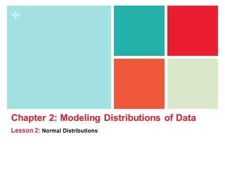 + Chapter 2: Modeling Distributions of Data Lesson 2: Normal Distributions.