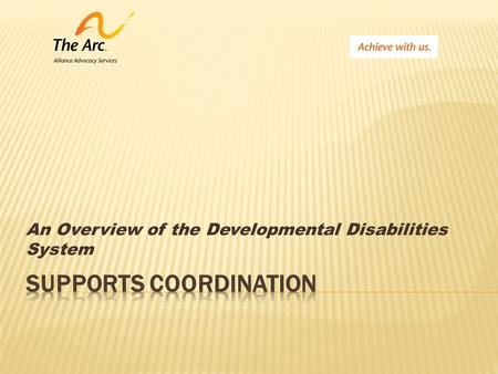 An Overview of the Developmental Disabilities System.