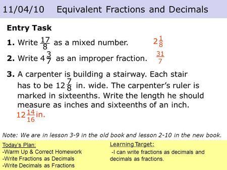 Write a fraction to a decimal