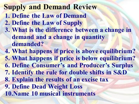 Supply and Demand Review