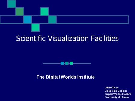 Scientific Visualization Facilities The Digital Worlds Institute Andy Quay Associate Director Digital Worlds Institute University of Florida.