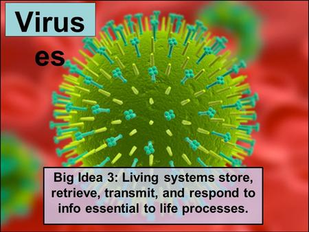 Virus es Big Idea 3: Living systems store, retrieve, transmit, and respond to info essential to life processes.