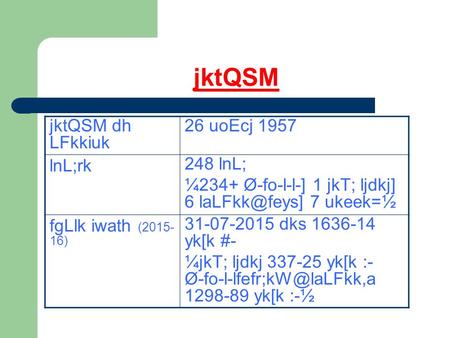 JktQSM jktQSM dh LFkkiuk 26 uoEcj 1957 lnL;rk 248 lnL; ¼234+ Ø-fo-l-l-] 1 jkT; ljdkj] 6 7 ukeek=½ fgLlk iwath (2015- 16) 31-07-2015 dks 1636-14.
