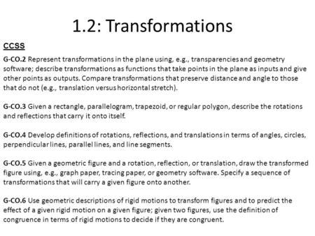 1.2: Transformations CCSS