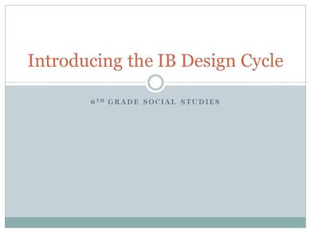 Introducing the IB Design Cycle