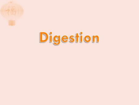  Ingestion: the taking in of food  Digestion: the breaking down of complex molecules into simpler ones that can be used by the organism  Absorption: