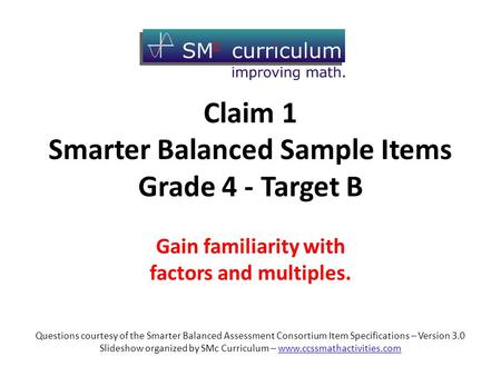 Claim 1 Smarter Balanced Sample Items Grade 4 - Target B