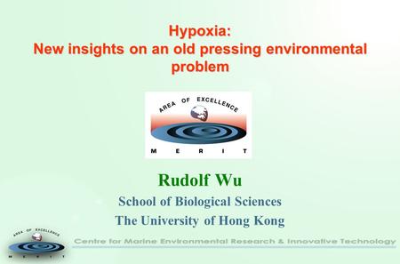 Hypoxia: New insights on an old pressing environmental problem Hypoxia: New insights on an old pressing environmental problem Rudolf Wu School of Biological.
