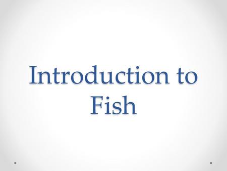 Introduction to Fish.