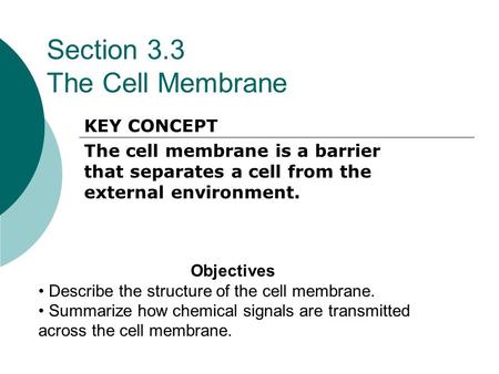 Section 3.3 The Cell Membrane