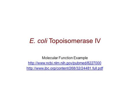 E. coli Topoisomerase IV