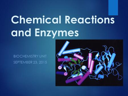 Chemical Reactions and Enzymes BIOCHEMISTRY UNIT SEPTEMBER 23, 2015.