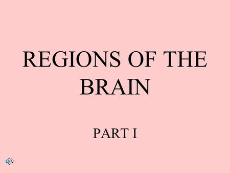 REGIONS OF THE BRAIN PART I.