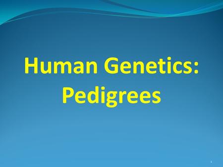 1 Human Genetics: Pedigrees. Pedigree Looks at family history and how a trait is inherited over several generations and can help predict inheritance patterns.