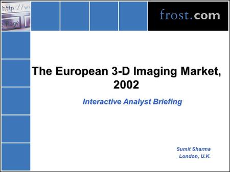 The European 3-D Imaging Market, 2002 Interactive Analyst Briefing Sumit Sharma London, U.K.