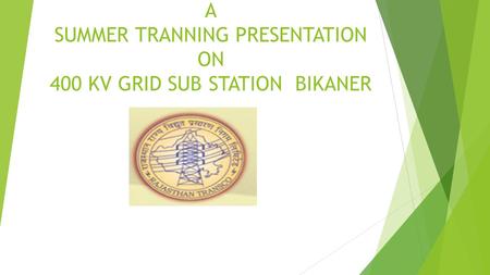 A SUMMER TRANNING PRESENTATION ON 400 KV GRID SUB STATION BIKANER