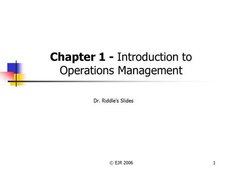 Operations management chapter 1