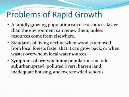 Problems of Rapid Growth
