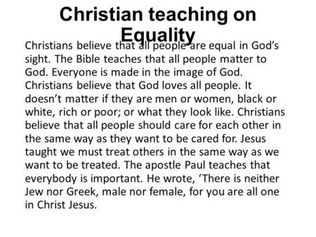 Christian teaching on Equality