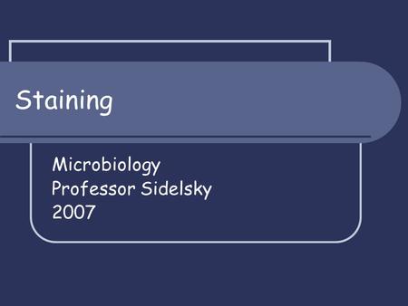 Microbiology Professor Sidelsky 2007