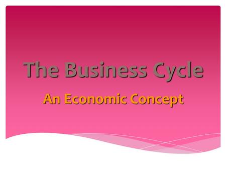 The Business Cycle An Economic Concept.
