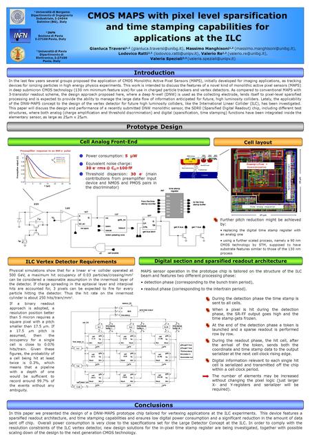 CMOS MAPS with pixel level sparsification and time stamping capabilities for applications at the ILC Gianluca Traversi 1,2