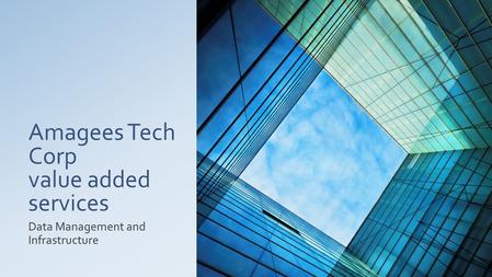 Amagees Tech Corp value added services Data Management and Infrastructure.