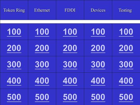Token Ring EthernetFDDIDevicesTesting 100 200 300 400 500.