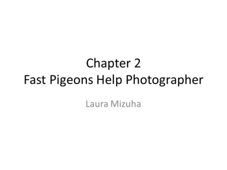 Chapter 2 Fast Pigeons Help Photographer Laura Mizuha.