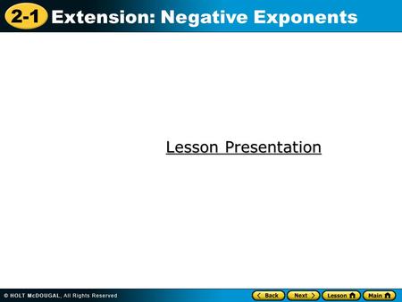 Lesson Presentation.