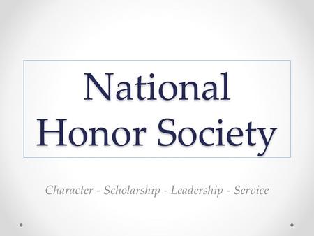 National Honor Society