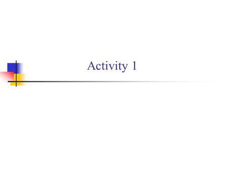 Activity 1. Think Back to Activity 1 (Imagine you are having a practical exam) You will complete an independent, timed activity for a grade. Once you.