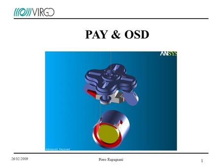 1 PAY & OSD Piero Rapagnani 26/02/2009. 2 Fatal interference with current geometry: deep redesign of the payload needed Positioning another payload close.