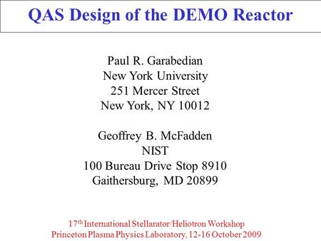 QAS Design of the DEMO Reactor