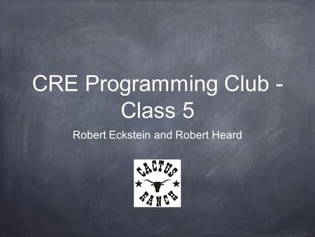 CRE Programming Club - Class 5 Robert Eckstein and Robert Heard.