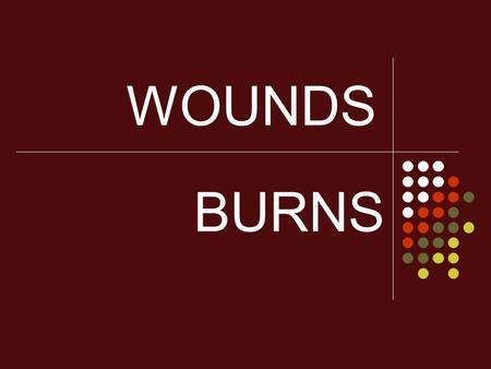WOUNDS BURNS. What is a WOUND? An Injury to the Soft Tissue Area.