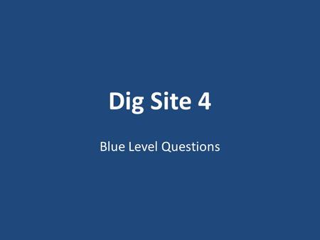 Dig Site 4 Blue Level Questions. 1. What special job did the Lord give to one man from each of the 12 tribes of Israel? 1.To take turns carrying the ark.