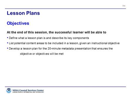 Lesson Plans Objectives