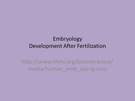 Embryology Development After Fertilization  media/human_emb_dev-lg.mov.