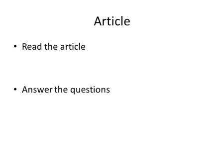 Article Read the article Answer the questions. DIRT.