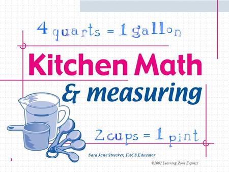 = = Sara Jane Strecker, FACS Educator Kitchen Math