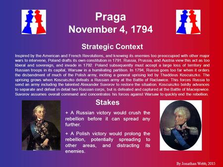 Praga November 4, 1794 Strategic Context Inspired by the American and French Revolutions, and knowing its enemies too preoccupied with other major wars.