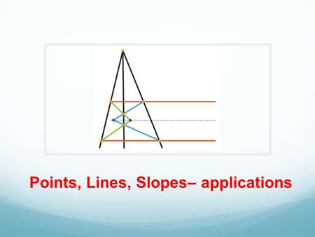 Points, Lines, Slopes– applications EXAMPLE 1 Identify relationships in space d. Plane ( s ) parallel to plane EFG and containing point A c. Line ( s.