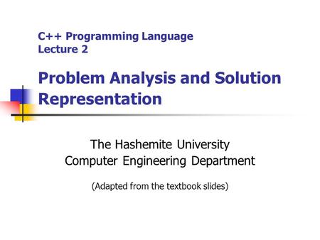 The Hashemite University Computer Engineering Department