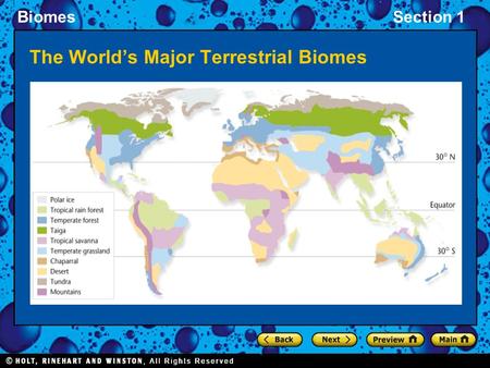 BiomesSection 1 The World’s Major Terrestrial Biomes.