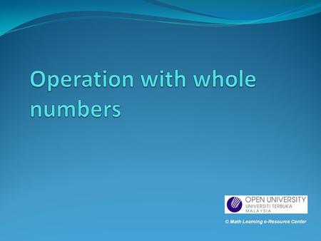 Operation with whole numbers
